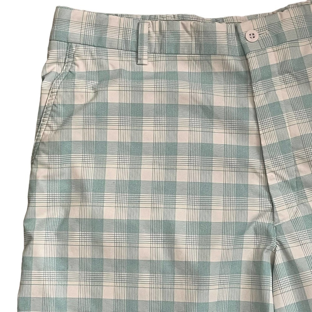 NIKE Golf Men's Dri-Fit Shorts 36 Blue Plaid Outdoor Golf Casual 10" Lightweight - Picture 2 of 6